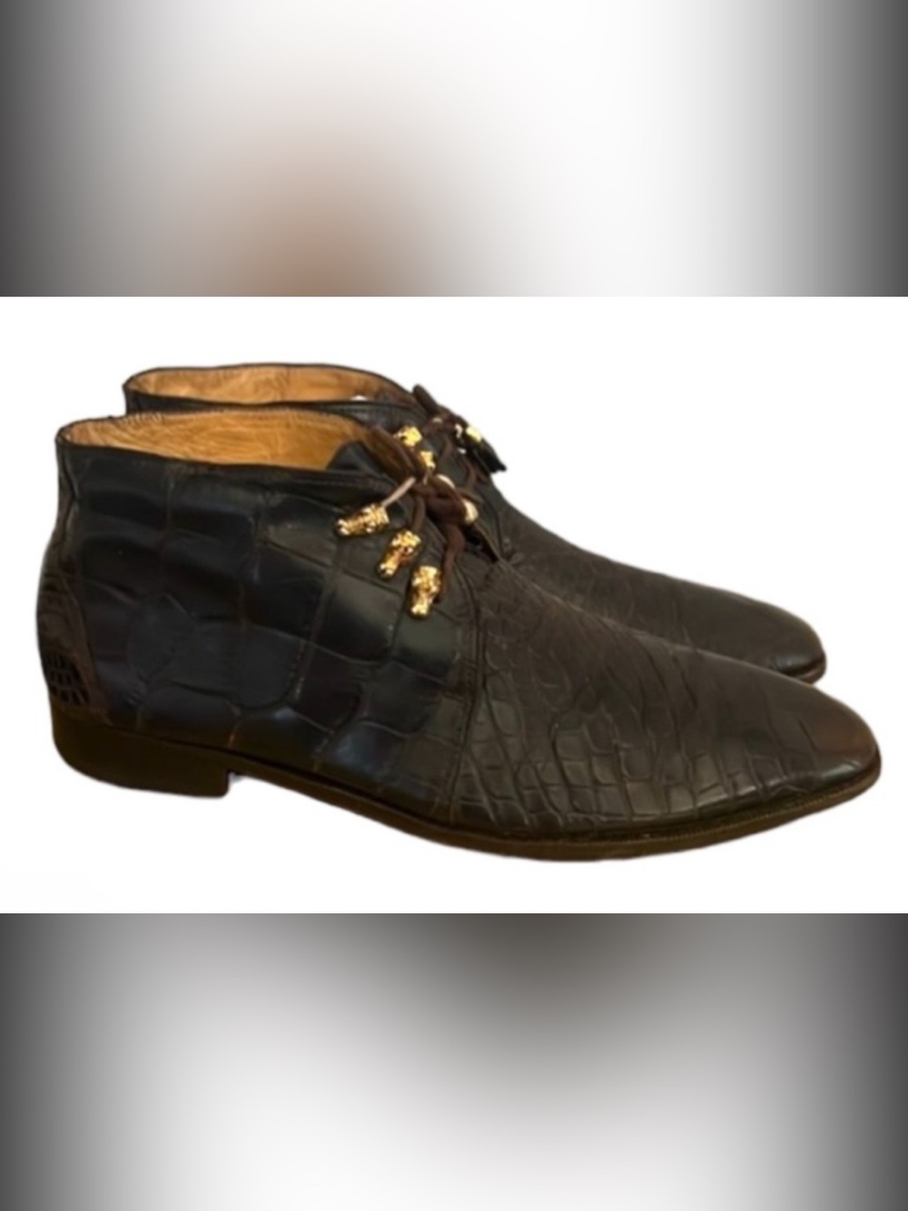 Authentic David Eden vintage designer crocodile leather dress shoes sz mens 11 - Picture 2 of 13